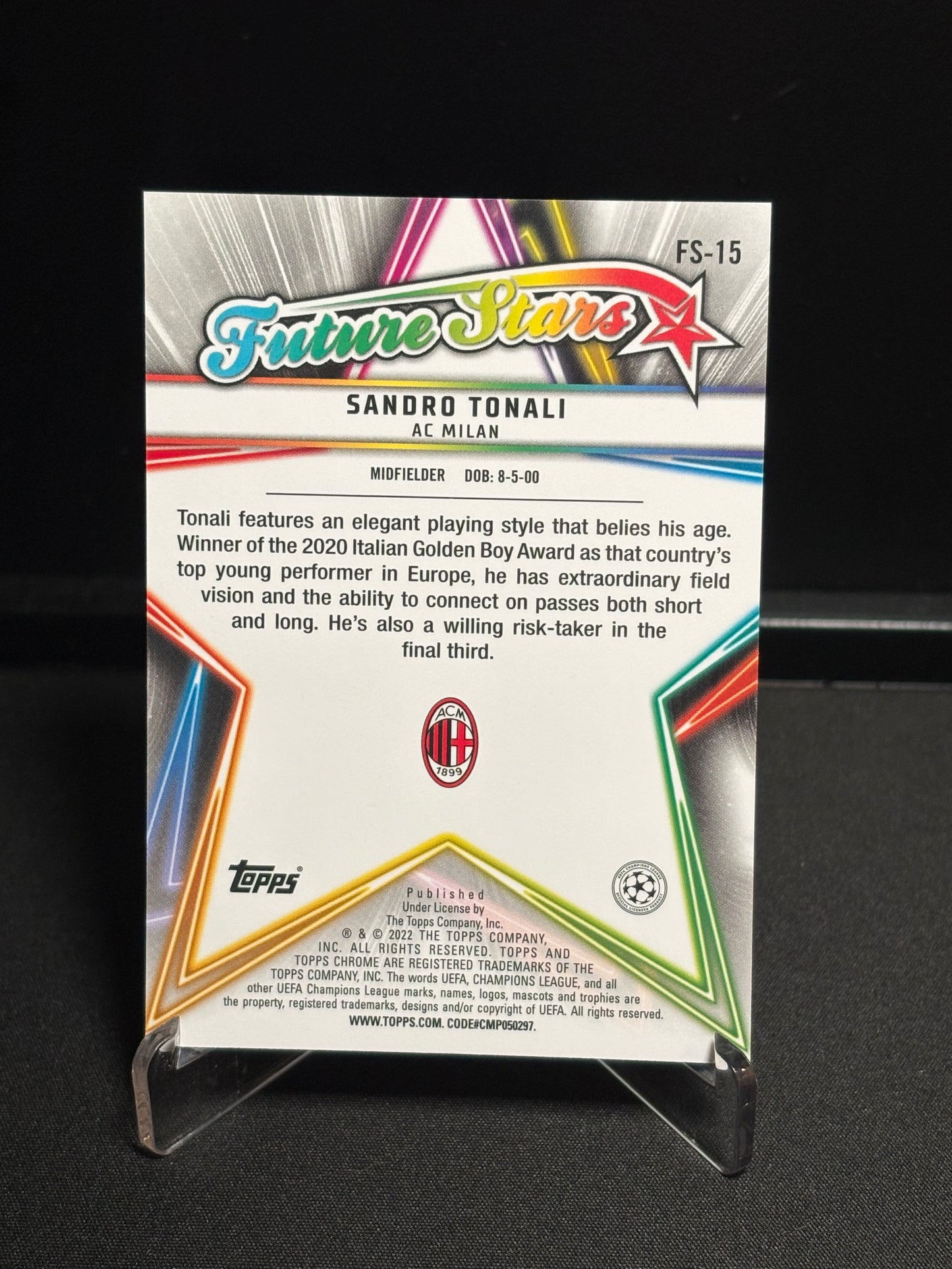 Sandro Tonali Topps Chrome 2021-22 "Future Stars" A.C Milan