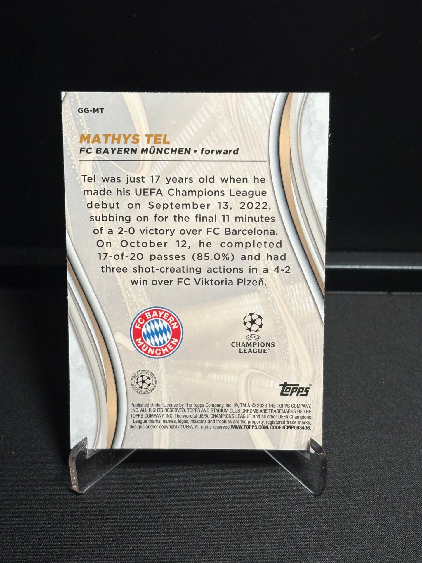 Mathys Tel Topps Stadium Club 2022-23 "Glimpses Of Gold" Bayern Munich