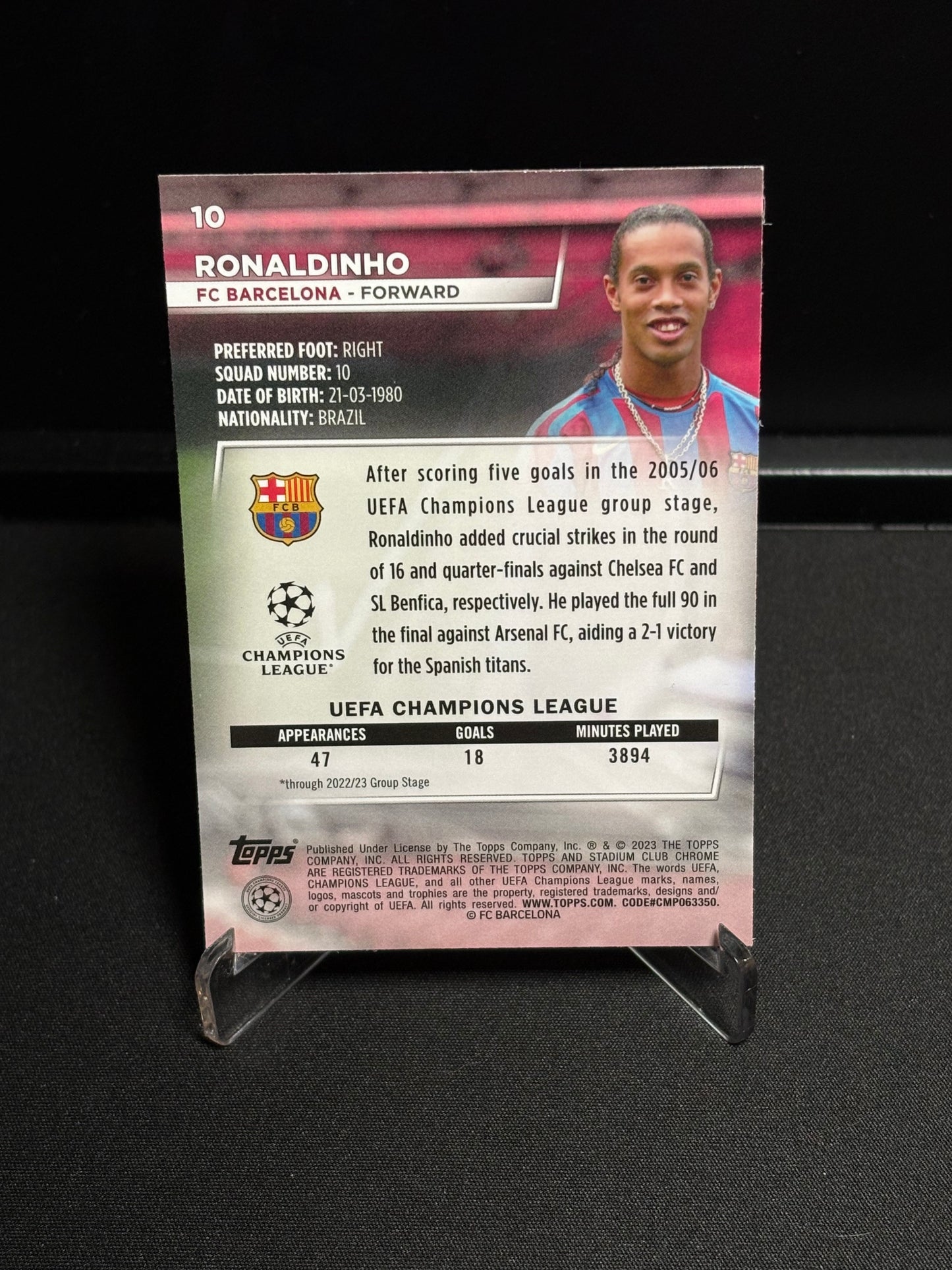 Ronaldinho Topps Stadium Club 2022-23 "Base" Barcelone
