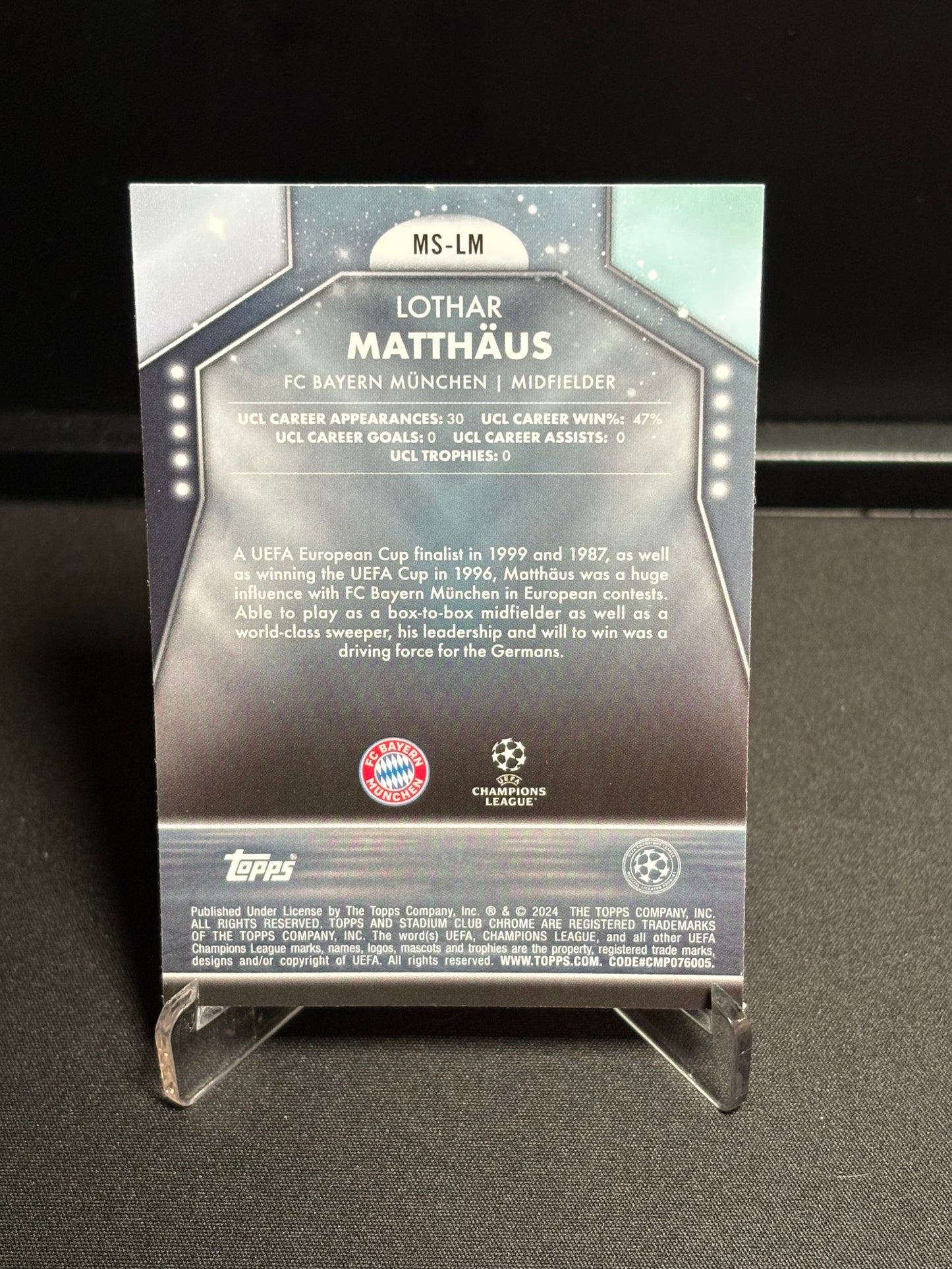 Lothar Matthaus Topps Stadium Club 2023-24 "Main Stage" Bayern Munich