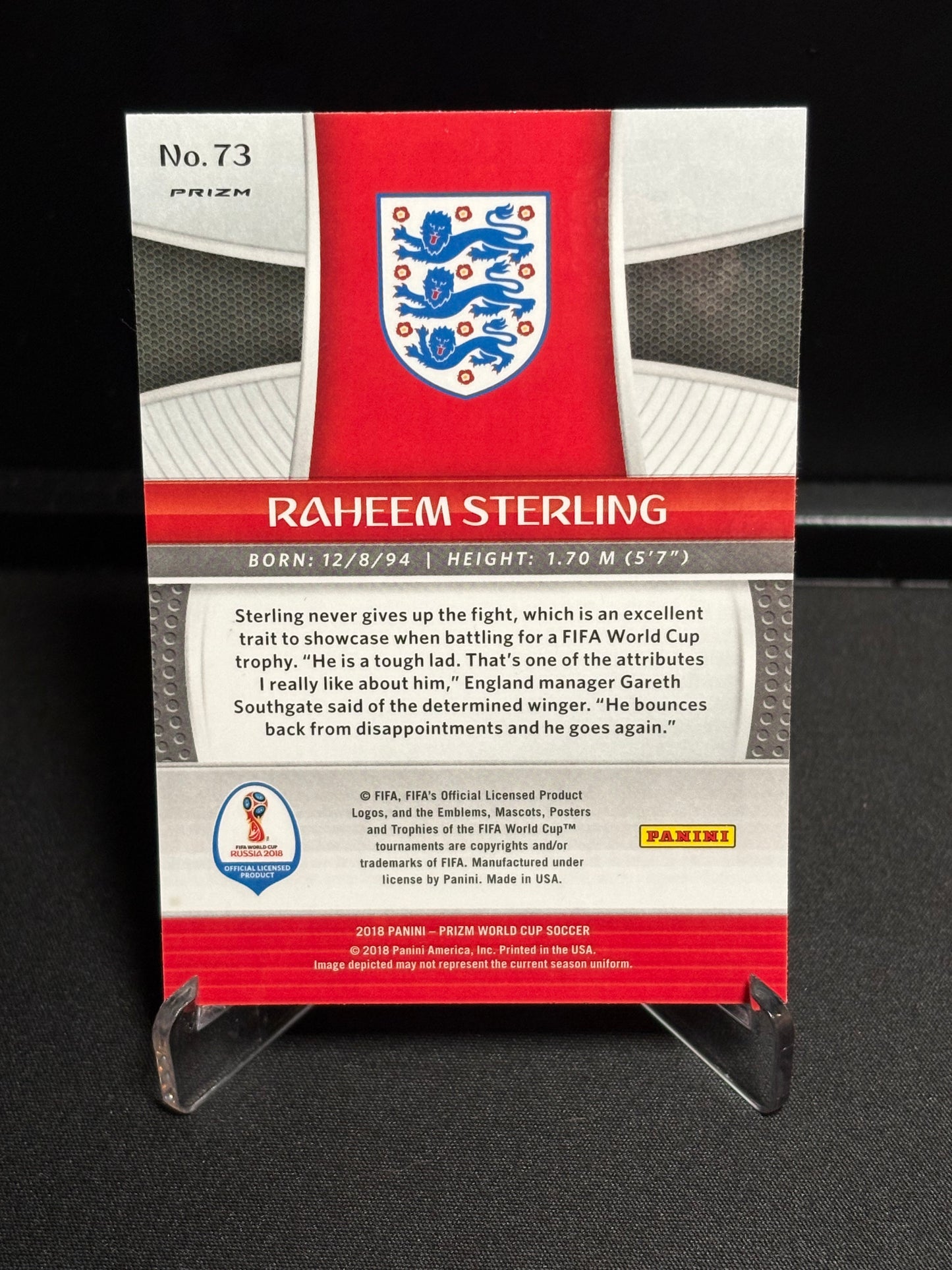 Raheem Sterling Panini World Cup 2018 "Hyper Prizm" Angleterre