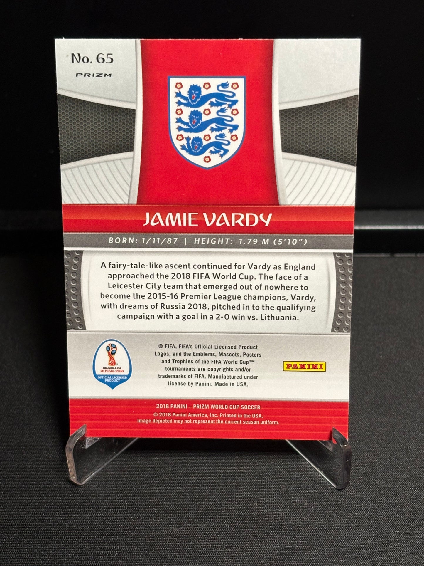 Jamie Vardy Panini World Cup 2018 "Black Gold Prizm" Angleterre