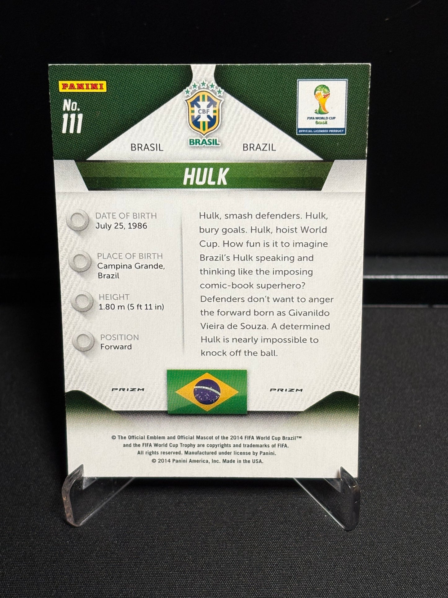 Hulk Panini Prizm World Cup 2014 "Mojo Prizm" Brésil