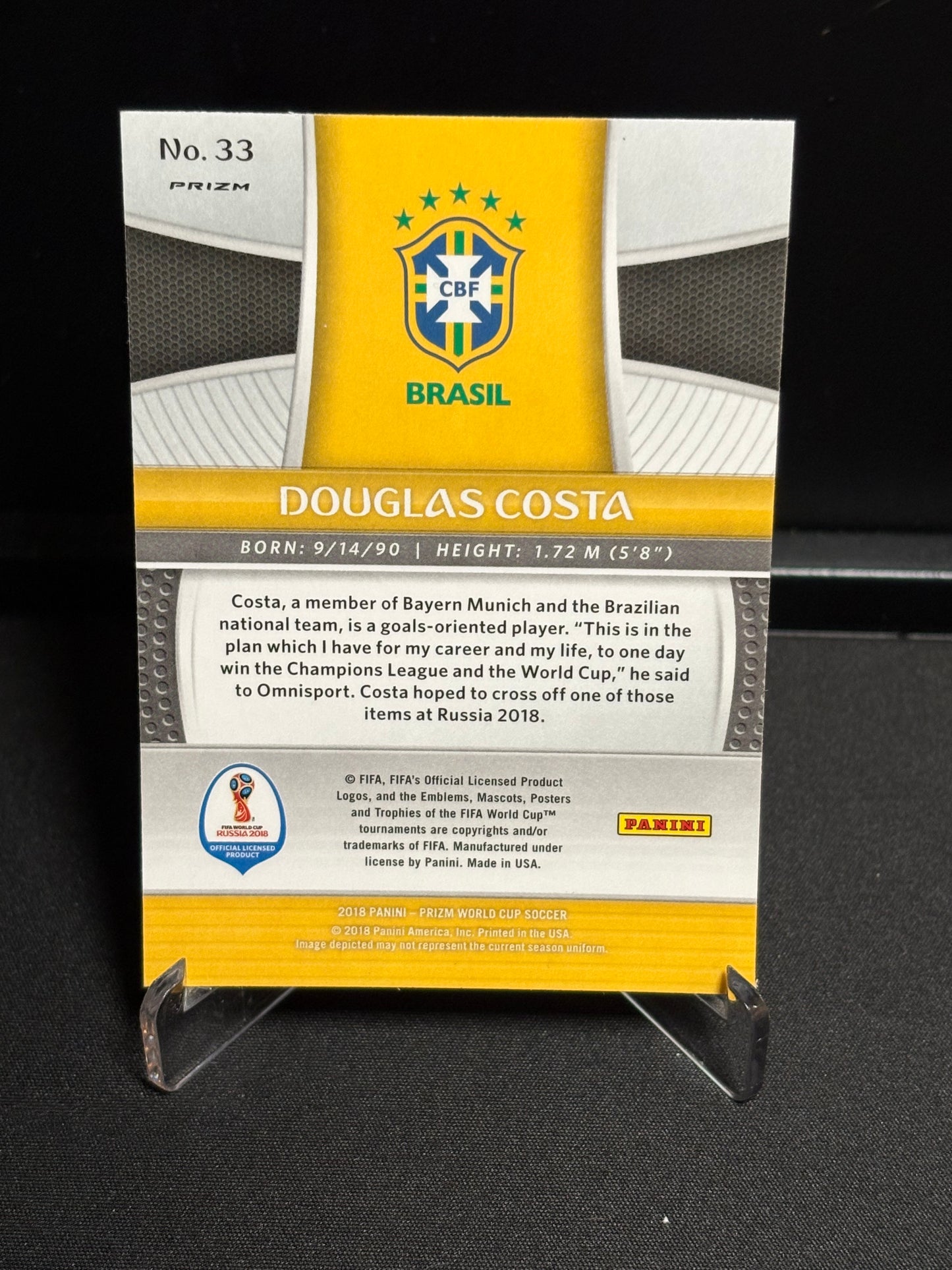 Douglas Costa Panini Prizm World Cup 2018 "Lazer Prizm" Brésil