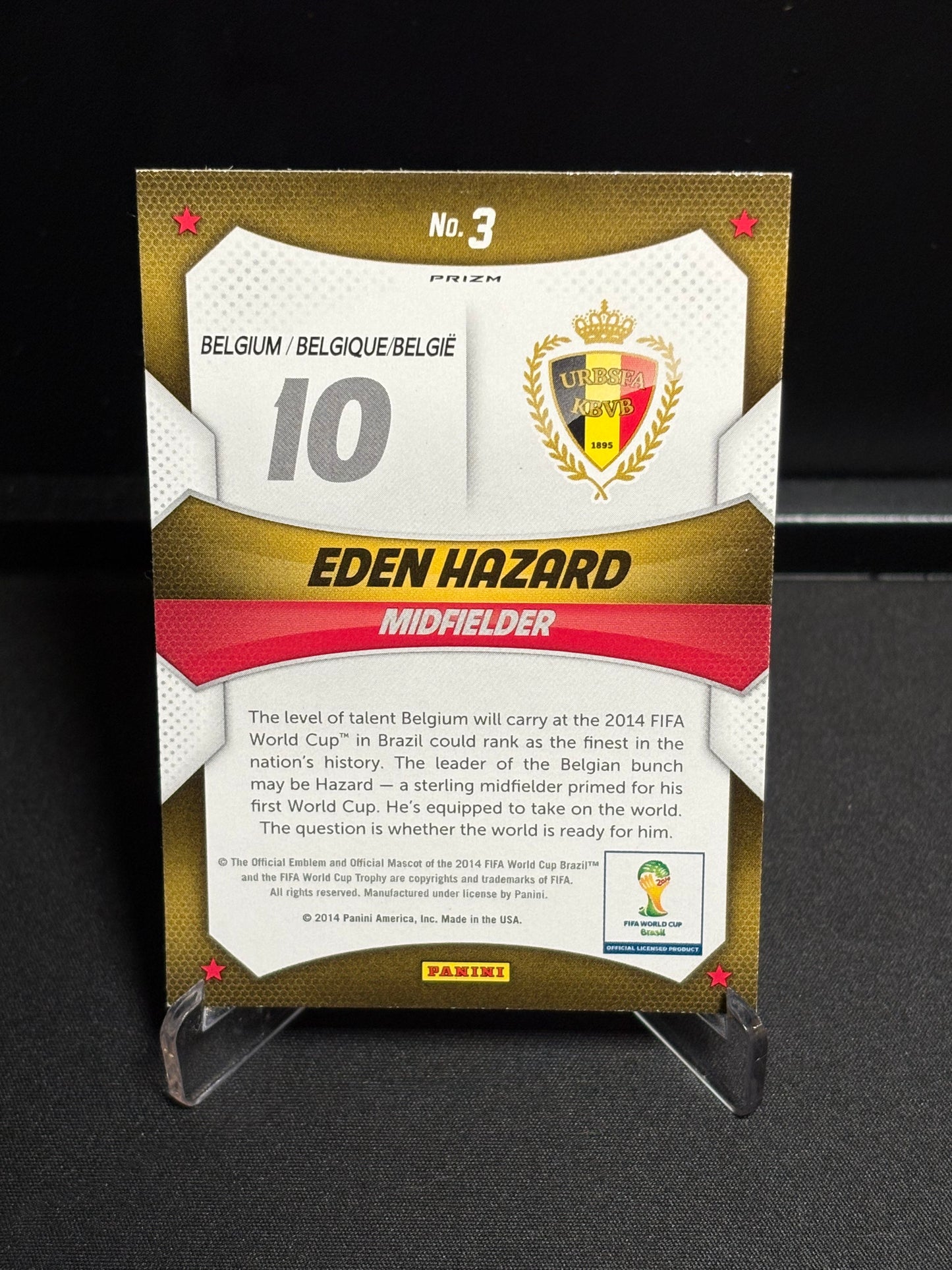 Eden Hazard Panini Prizm World Cup 2014 "World Cup Stars Blue White Red Power Plaid" Belgique