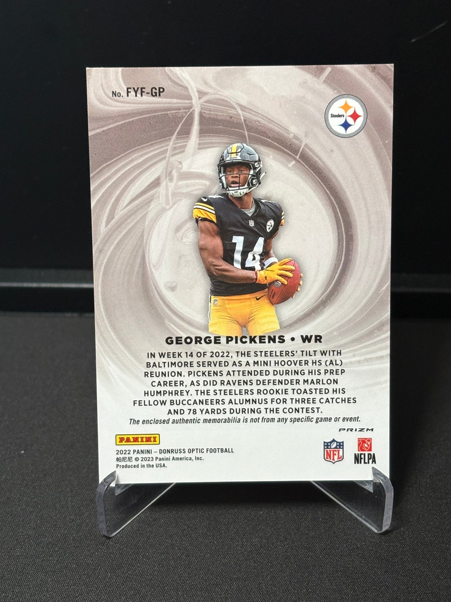 George Pickens RC Panini Donrus Optic 2022 "First Year Fresh" Pittsburgh Steelers