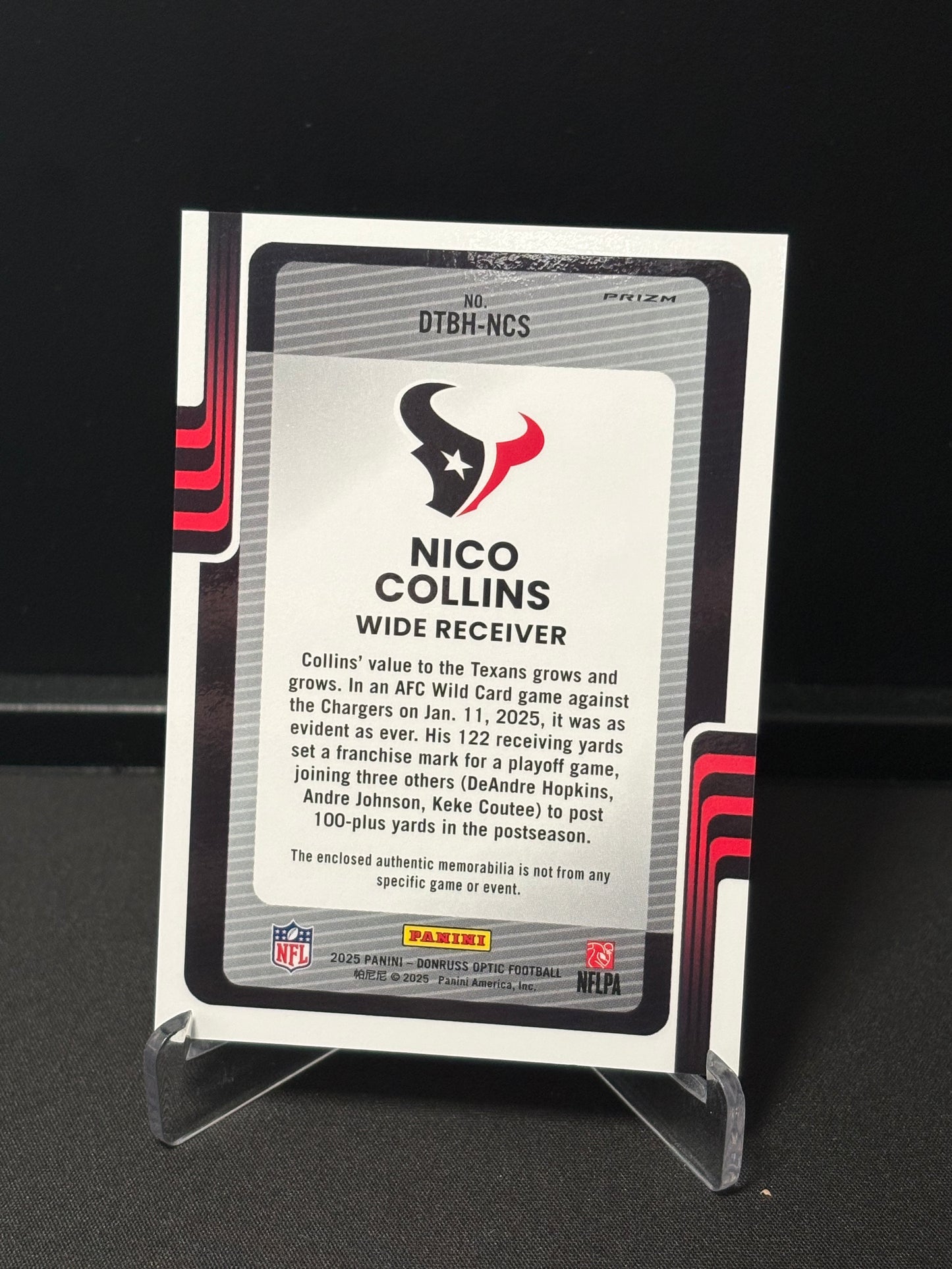 Nico Collins Panini Donruss Optic 2025 "Donruss Threads" Houston Texans
