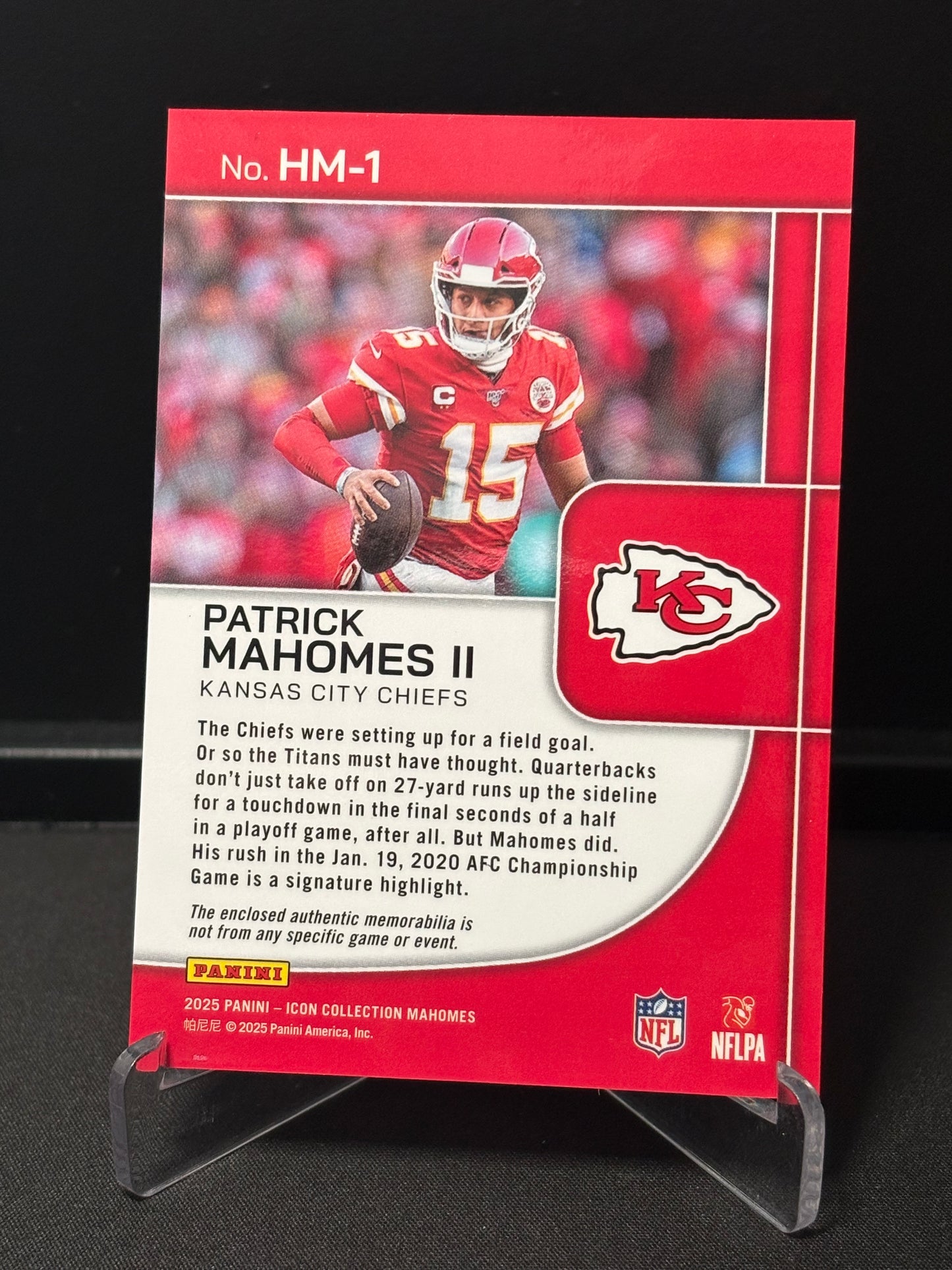 Patrick Mahomes Panini Icons Collection 2025 "Highlight Materials" Kansas City Chiefs