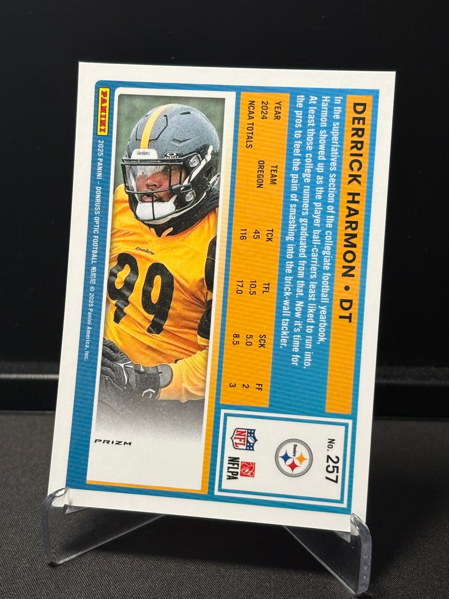 Derrick Harmon RC Donruss Optic 2025 "Blue Hyper" Pittsburgh Steelers