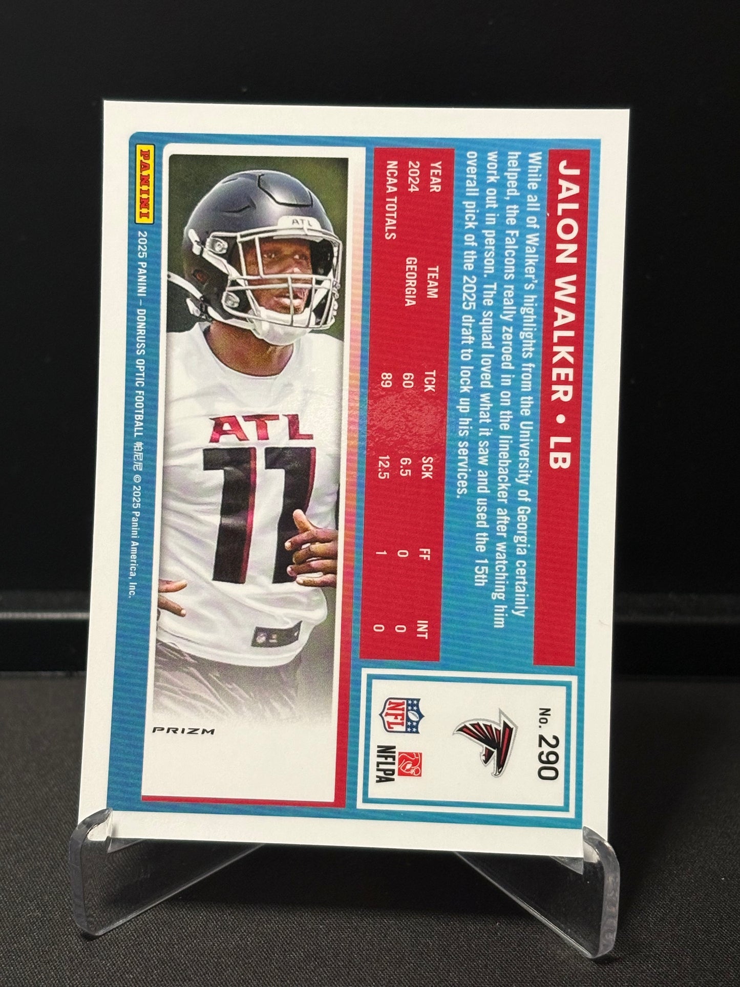 Jalon Walker RC Donruss Optic 2025 "Blue Hyper" Atlanta Falcons