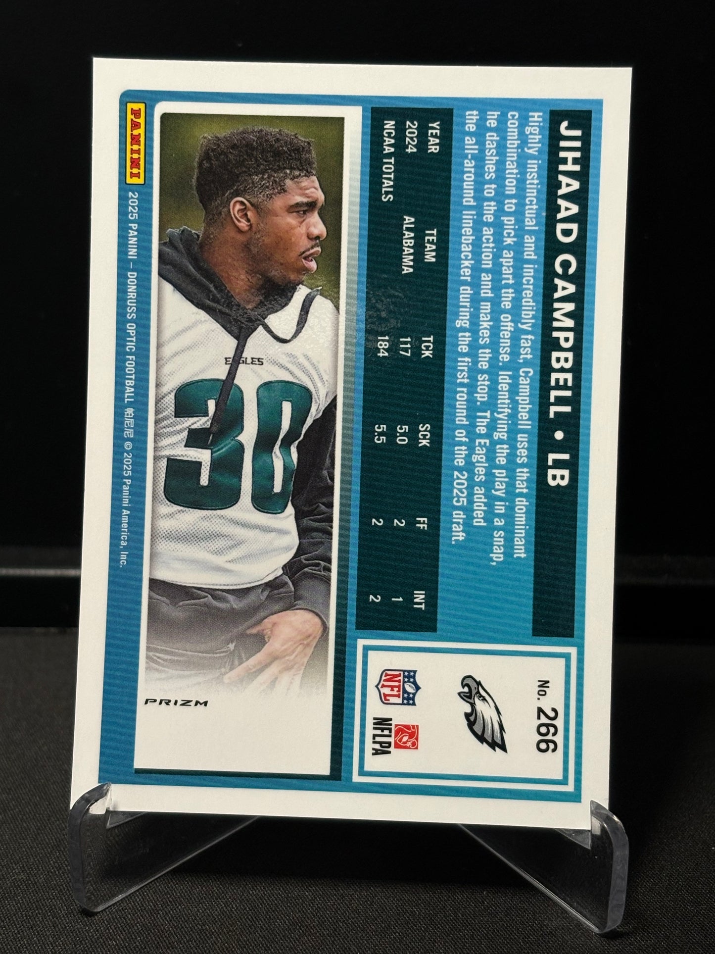 Jihaad Campbell RC Donruss Optic 2025 "Blue Hyper" Philadelphia Eagles