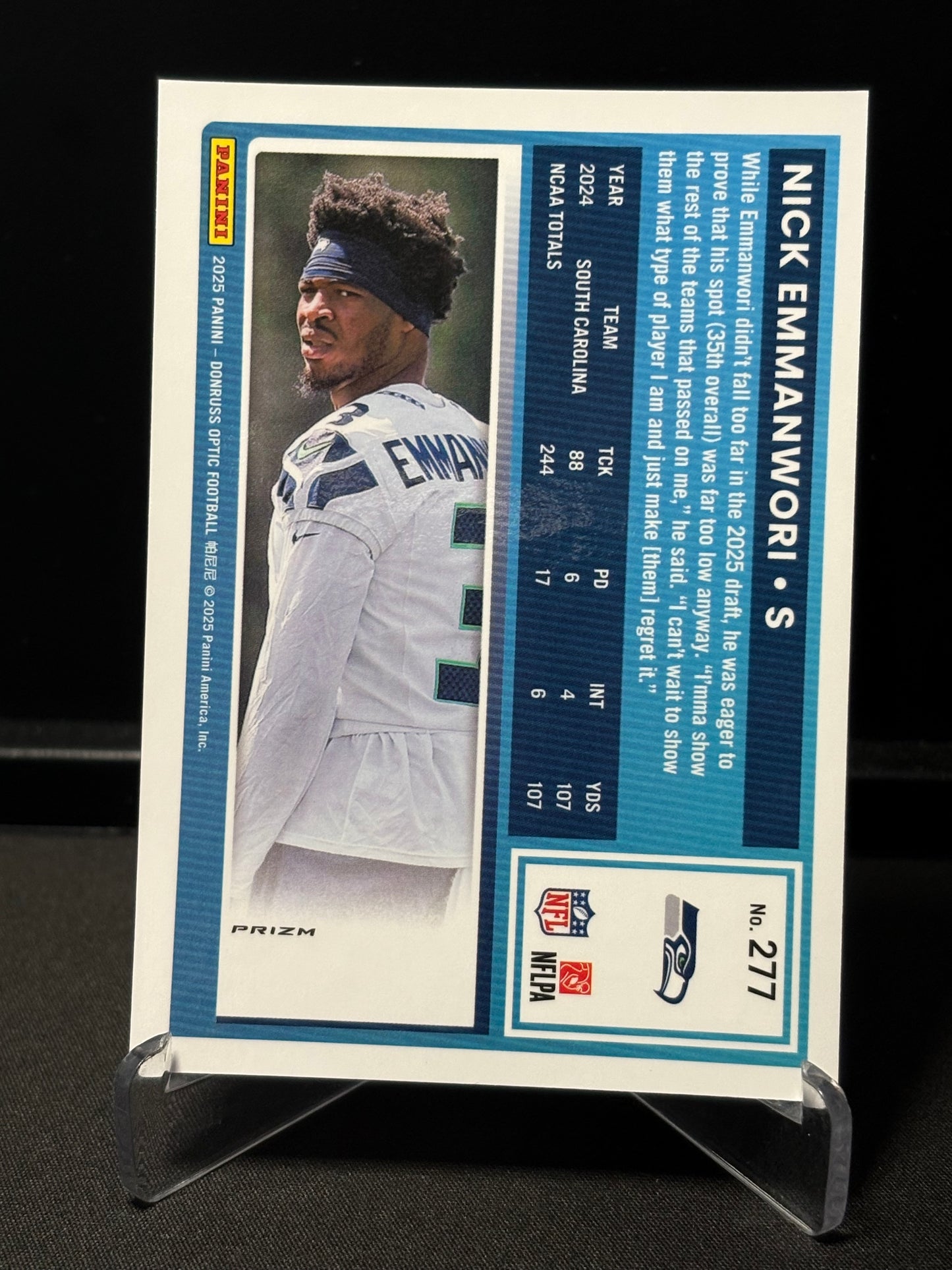 Nick Emmanwori RC Donruss Optic 2025 "Blue Hyper" Seattle Seahawks