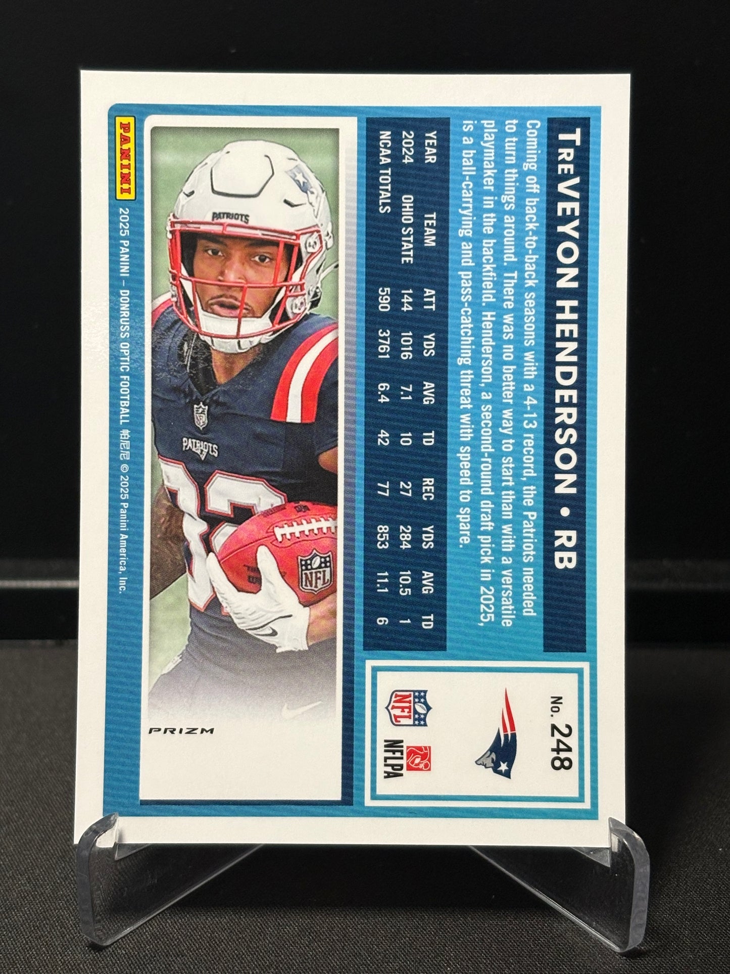 TreVeyon Henderson RC Donruss Optic 2025 "Blue Hyper" N.E Patriots