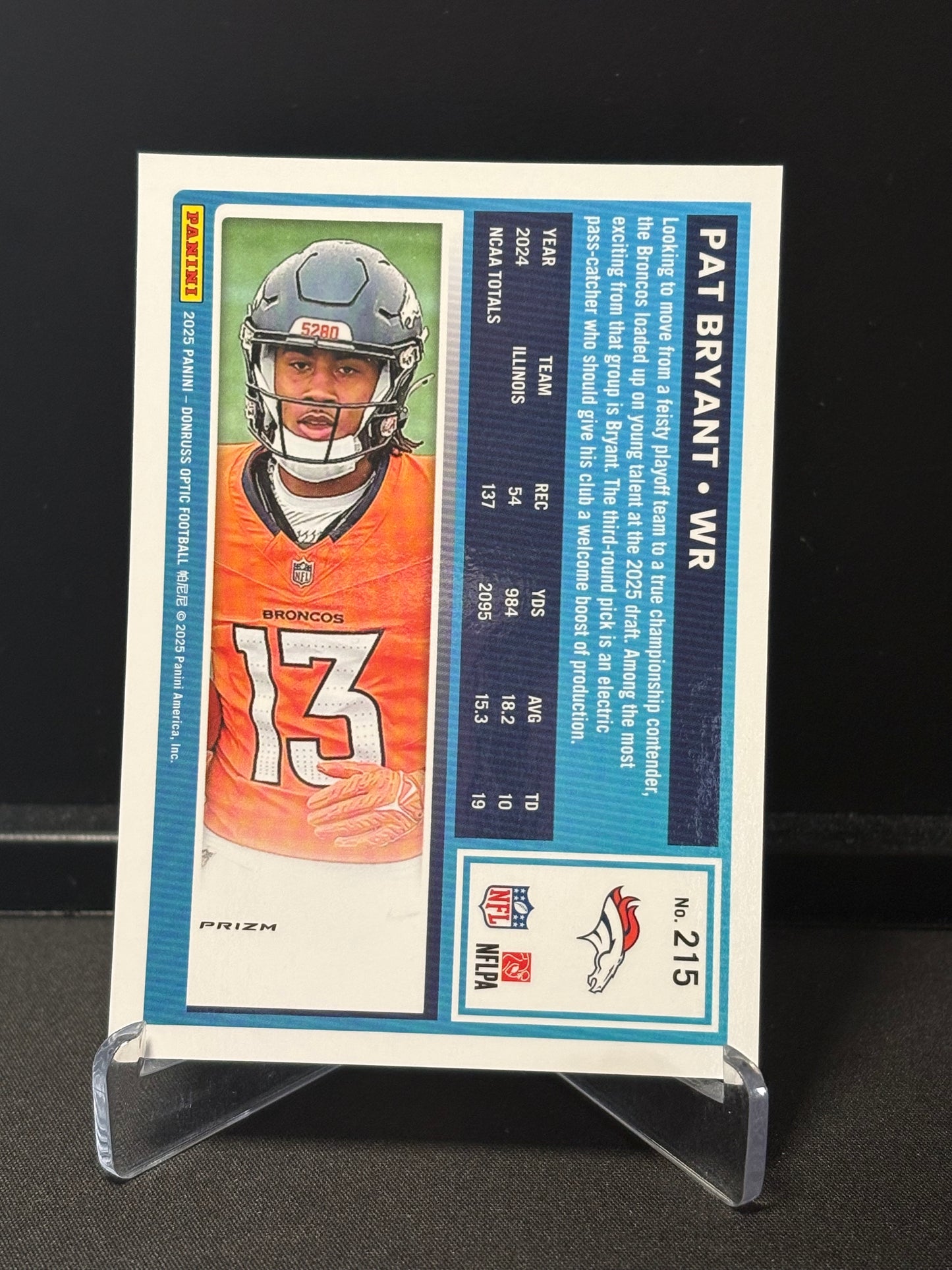 Pat Bryant RC Donruss Optic 2025 "Blue Hyper" Denver Broncos