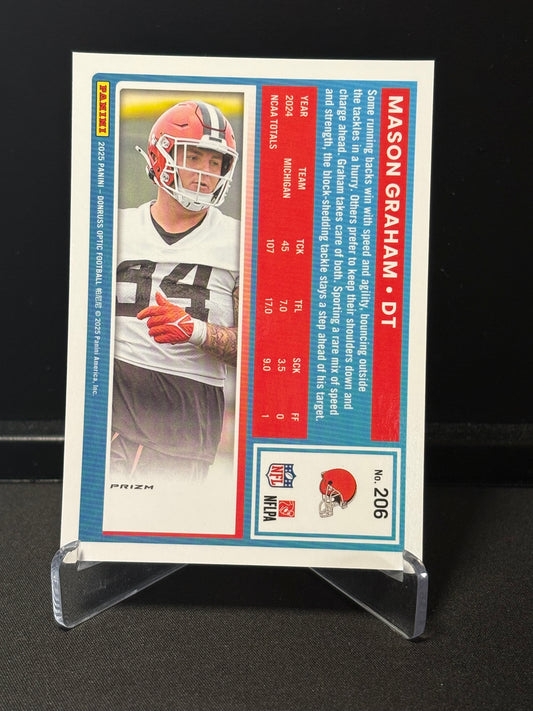 Mason Graham RC Donruss Optic 2025 "Blue Hyper" Cleveland Browns