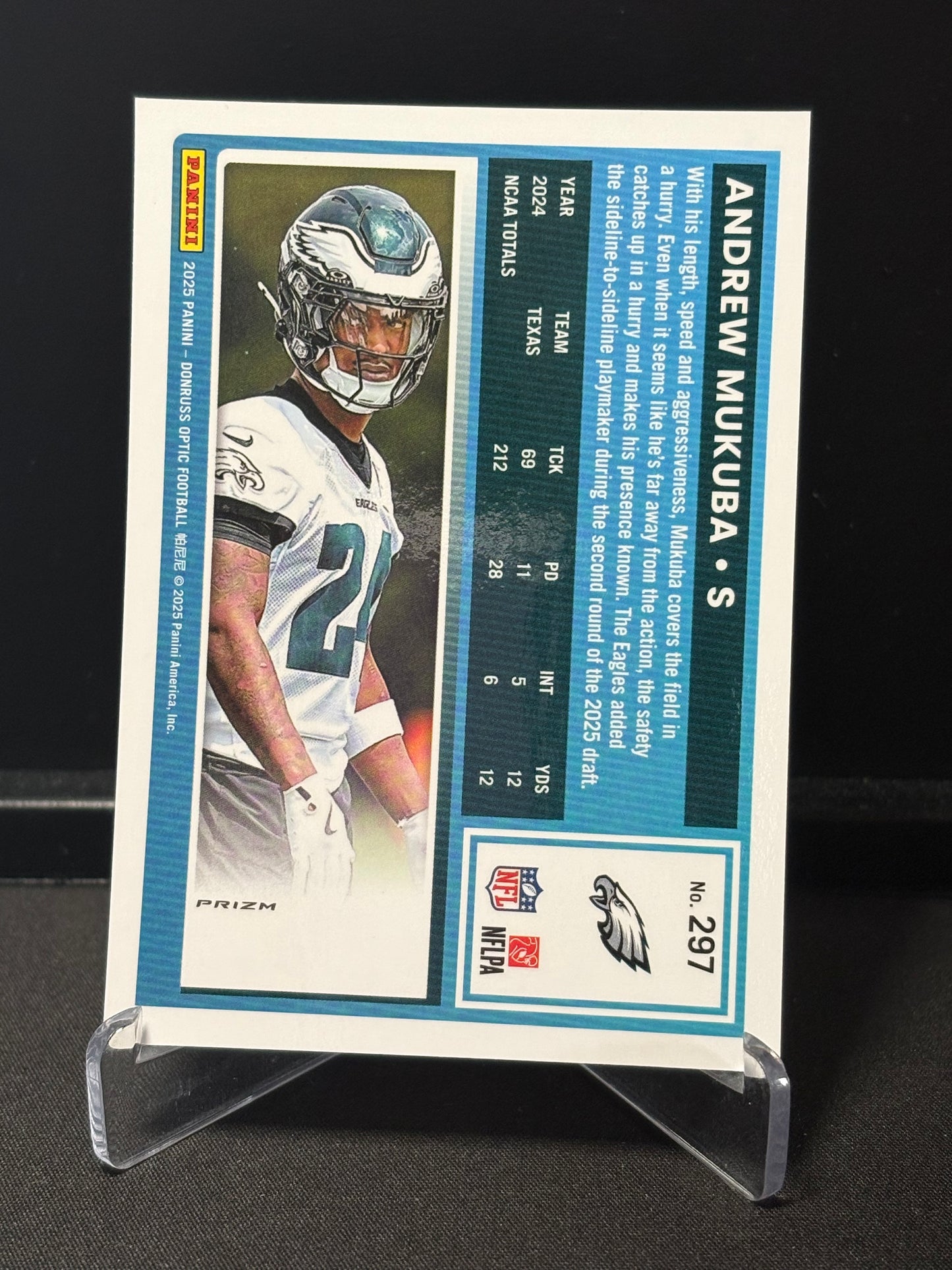 Andrew Mukuba RC Donruss Optic 2025 "Blue Hyper" Philadelphia Eagles
