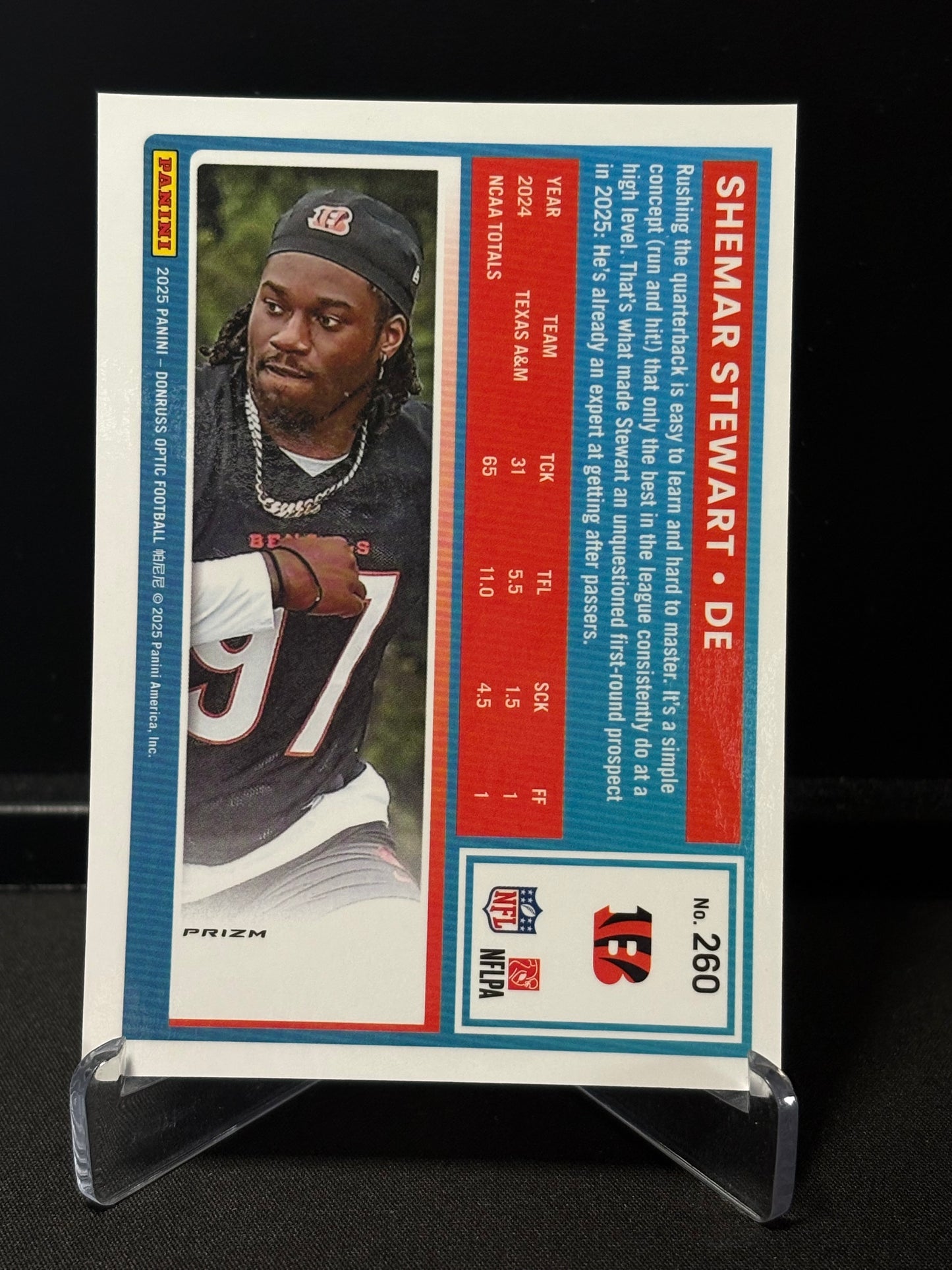 Shemar Stewart RC Donruss Optic 2025 "Blue Hyper" Cincinnati Bengals