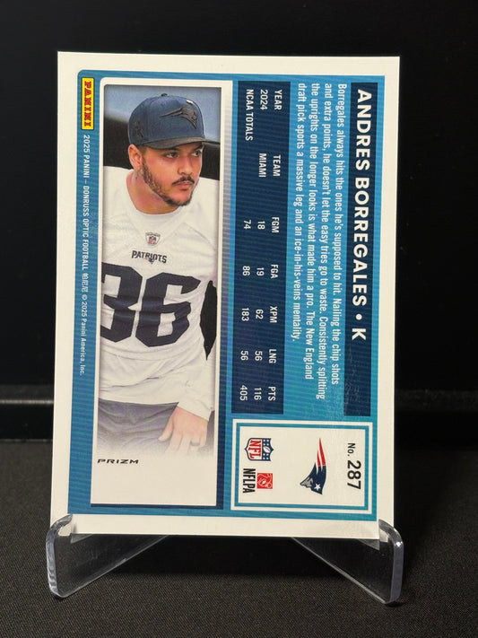 Andres Borregales RC Donruss Optic 2025 "Blue Hyper" N.E Patriots