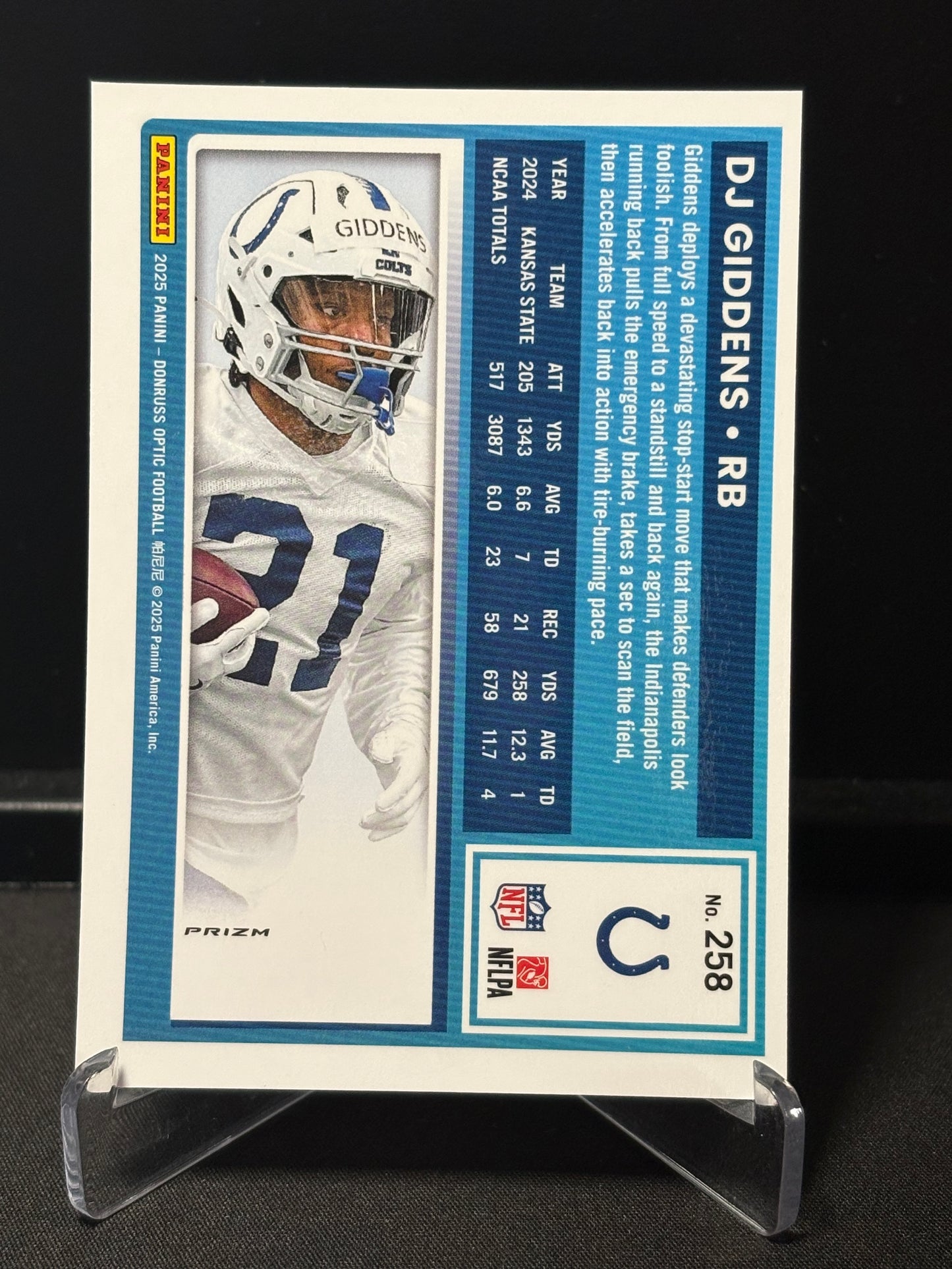 DJ Giddens RC Donruss Optic 2025 "Teal Velocity" Indianapolis Colts