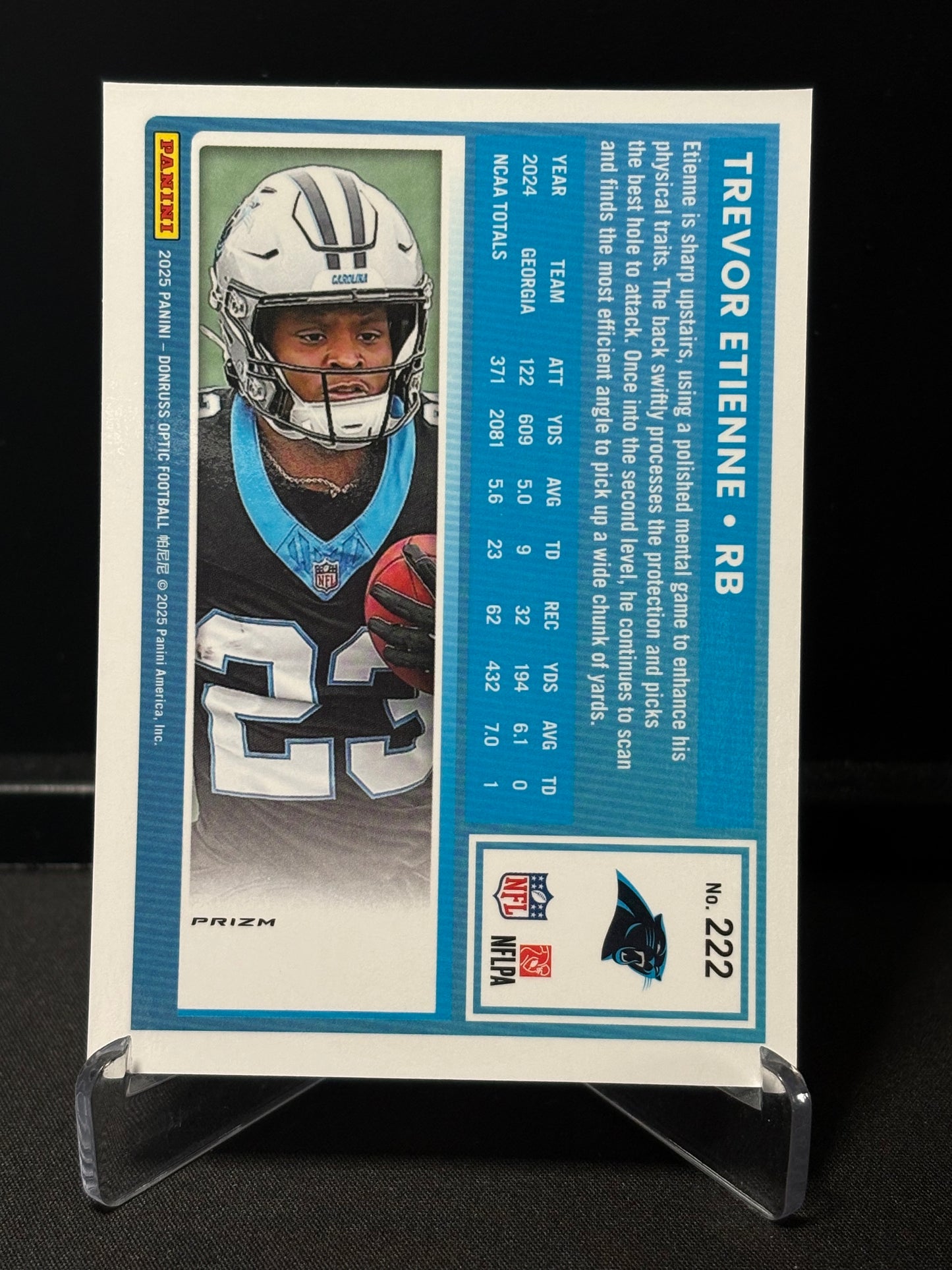 Trevor Etienne RC Donruss Optic 2025 "Silver Prizm" Carolina Panthers