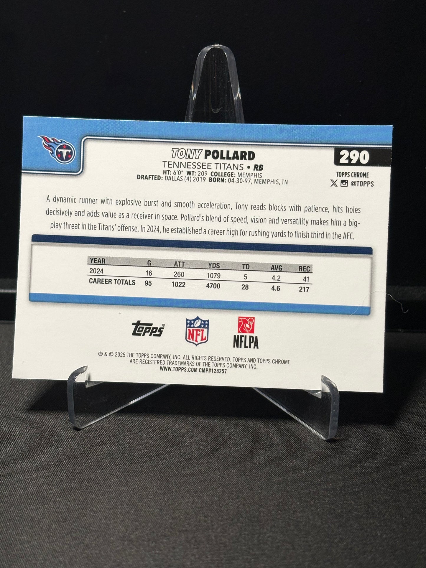 Tony Pollard Topps Chrome 2026 "Leather" Tennessee Titans