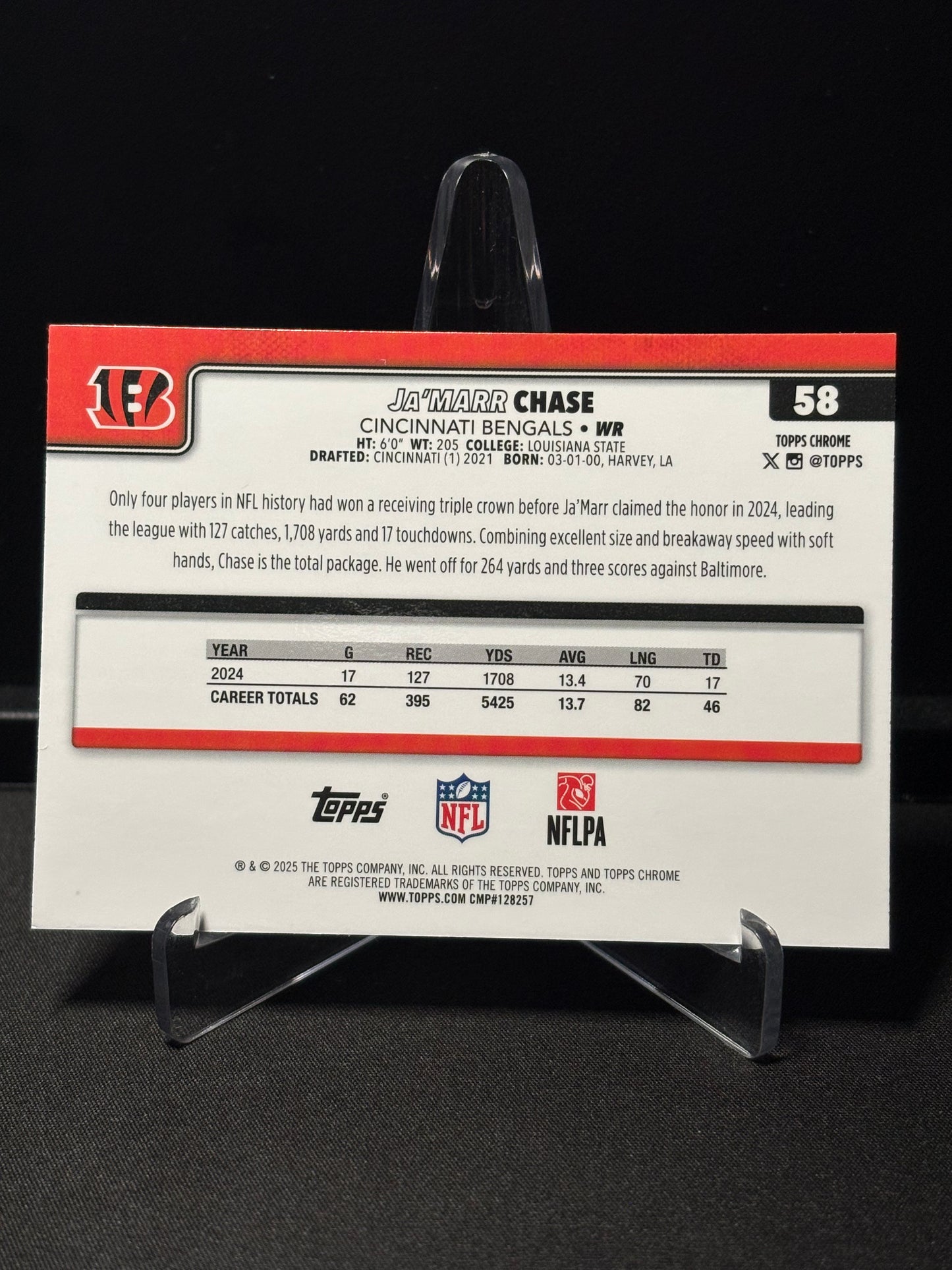 Ja'Marr Chase Topps Chrome 2026 "Leather" Cincinnati Bengals