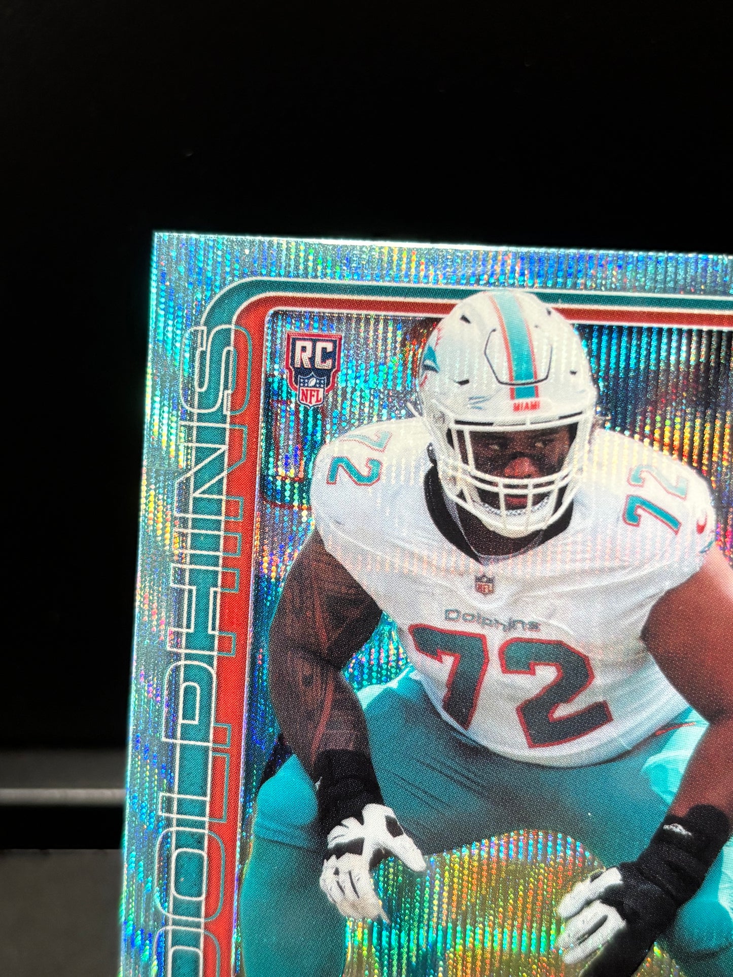 Jonah Savaiinaea RC Topps Chrome 2026 "Aqua Wave /199" Miam Dolphins