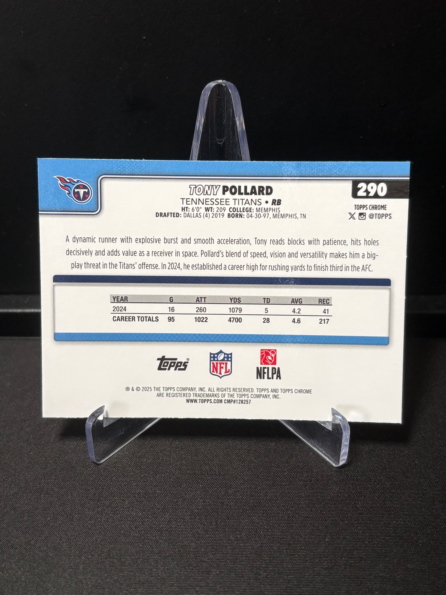 Tony Pollard Topps Chrome 2026 "Aqua /199" Tennessee Titans