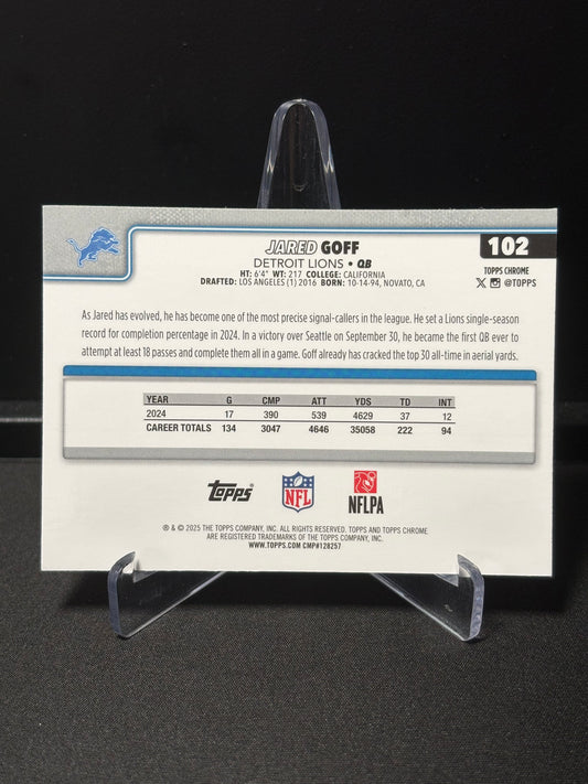 Jared Goff Topps Chrome 2026 "Lime X-Fractor" Detroit Lions