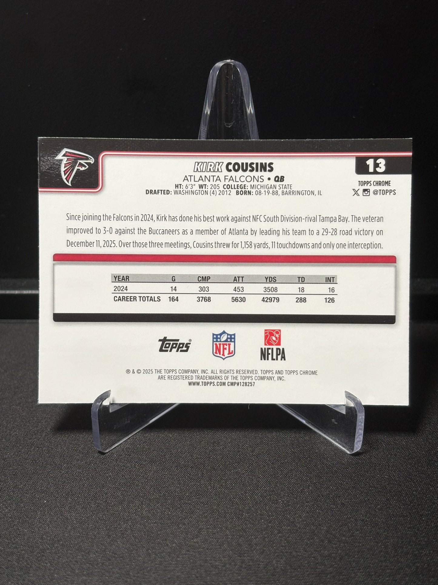 Kirk Cousins Topps Chrome 2026 "Lime X-Fractor" Atlanta Falcons
