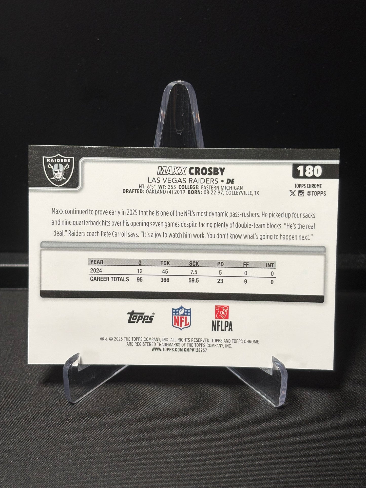 Maxx Crosby Topps Chrome 2026 "Pink X-Fractor" Las Vegas Raiders
