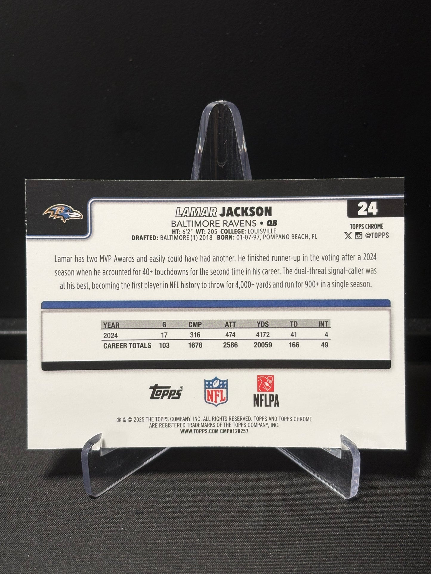 Lamar Jackson Topps Chrome 2026 "Pink X-Fractor" Baltimore Ravens