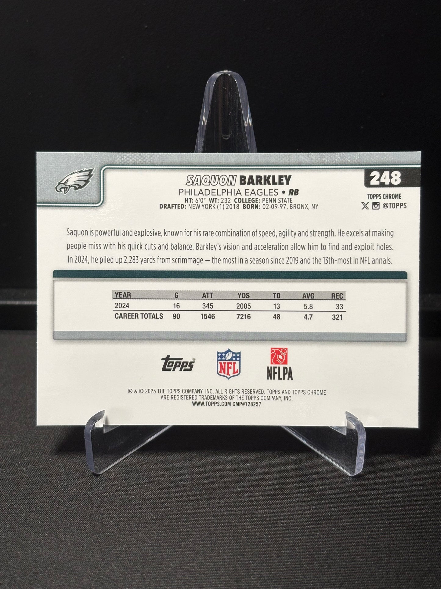 Saquon Barkley Topps Chrome 2026 "Pink X-Fractor" Philadelphia Eagles