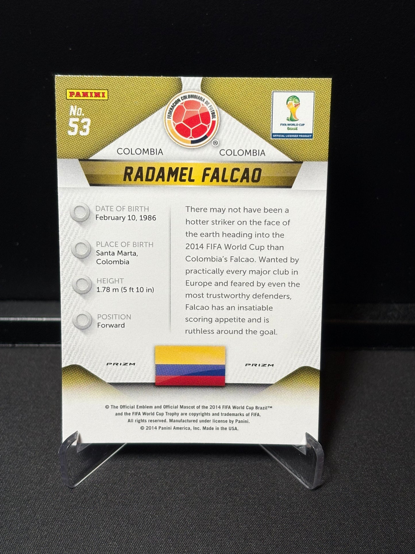 Radamel Falcao Panini Prizm World Cup 2014 "Yellow Red Pulsar" Colombie