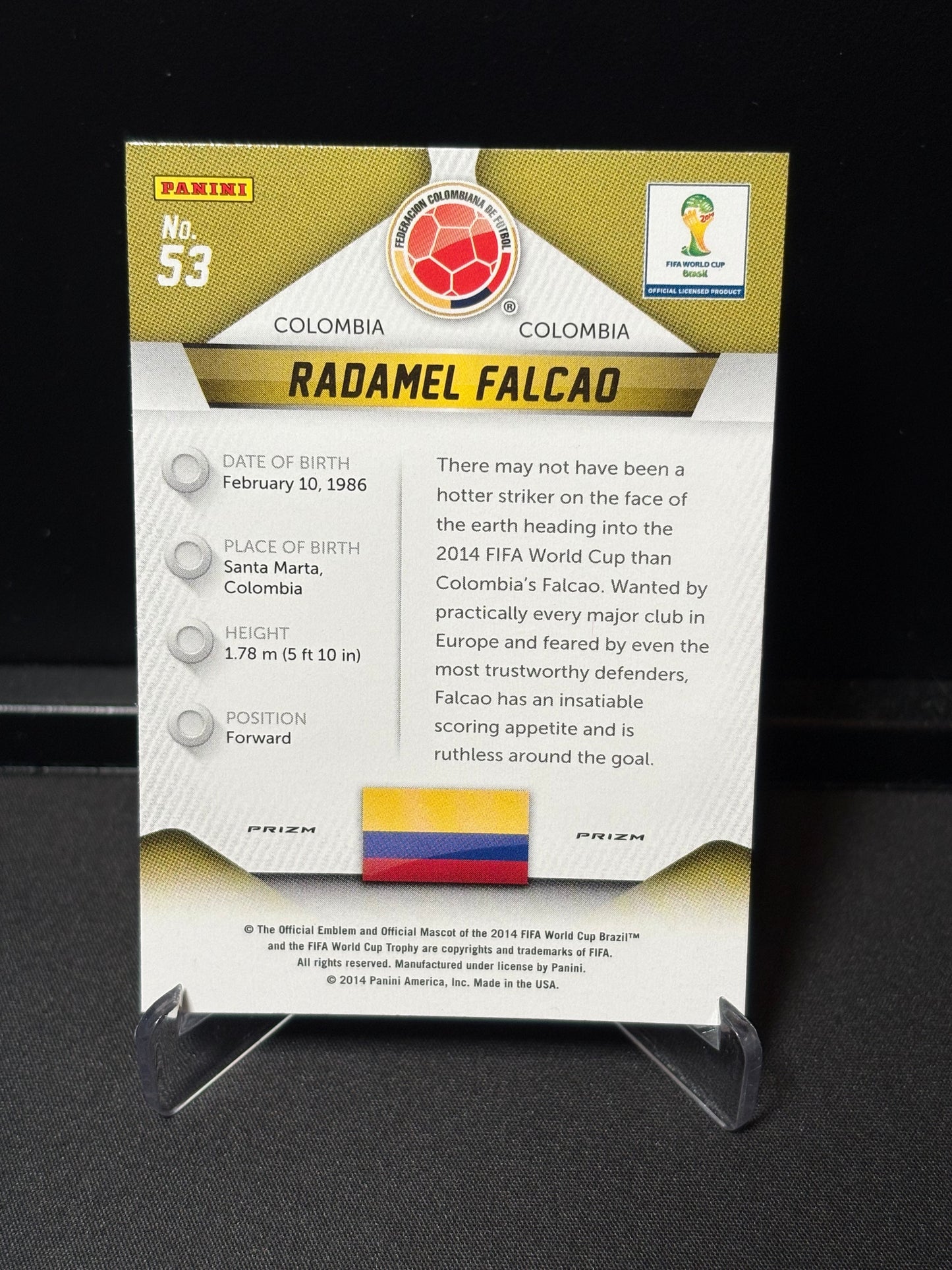 Radamel Falcao Panini Prizm World Cup 2014 "Red White Blue Prizm" Colombie