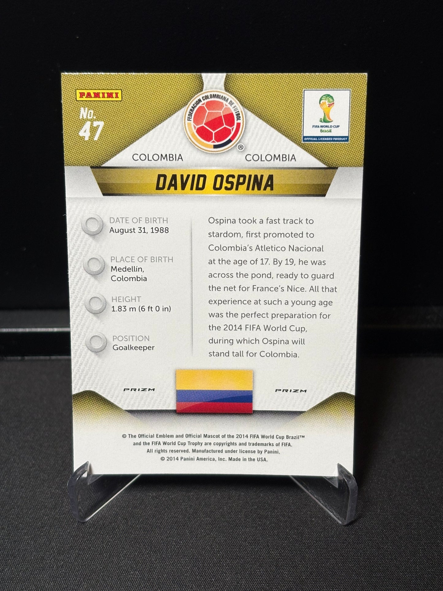 David Ospina Panini Prizm World Cup 2014 "Blue Red Wave" Colombie