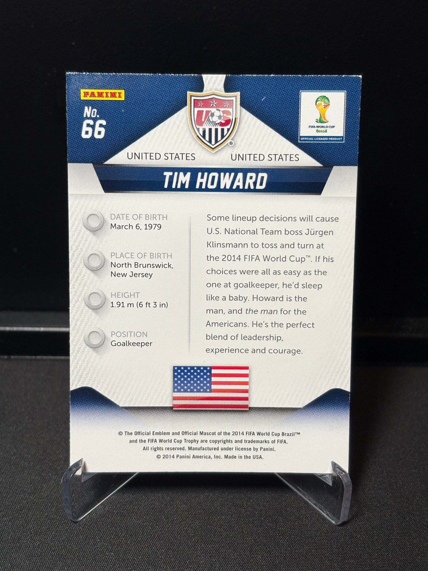 Tim Howard Panini Prizm World Cup 2014 "Base" USA