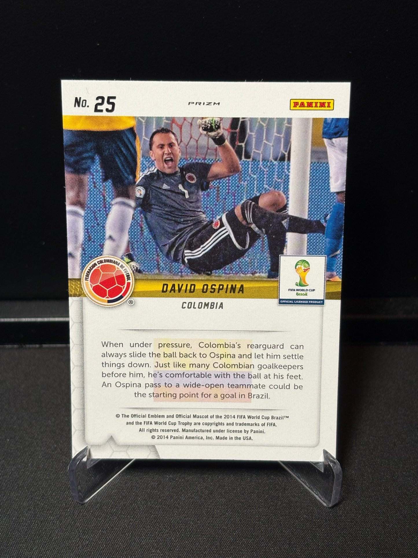David Ospina Panini Prizm Wolrd Cup 2014 "Guardians" Blue White Red Colombie