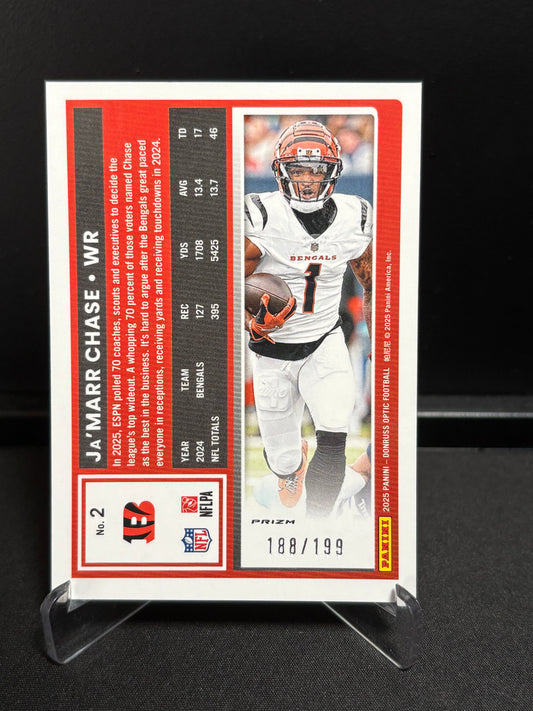 Ja'Marr Chase Panini Donruss Optic 2025 "Emoji Flex /199" Cincinnati Bengals