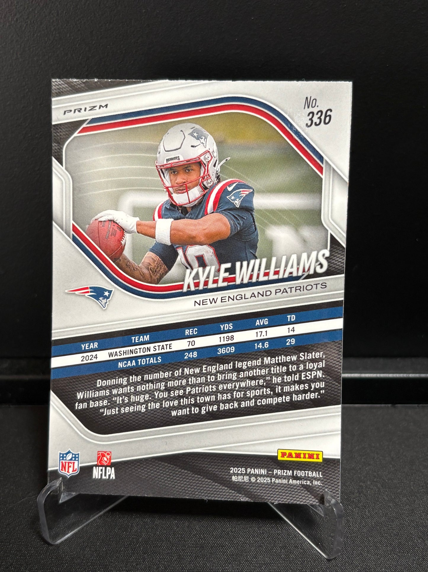 Kyle Williams RC Panini Prizm 2025 "Green Pulsar" New England Patriots