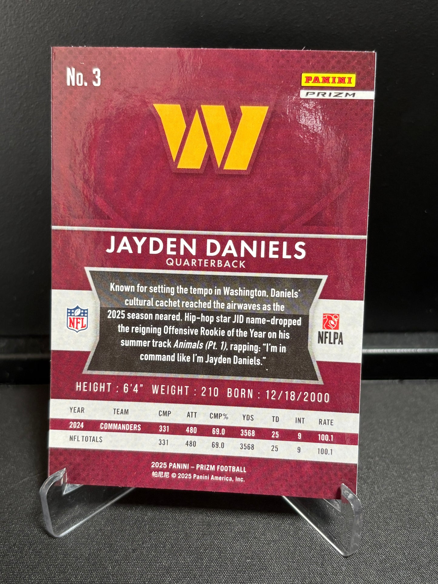 Jayden Daniels Panini Select 2025 "Score Select Throwback Prizm" Washington Commanders