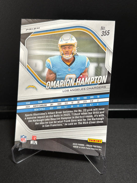 Omarion Hampton RC Panini Prizm 2025 "Prizm" Los Angeles Chargers