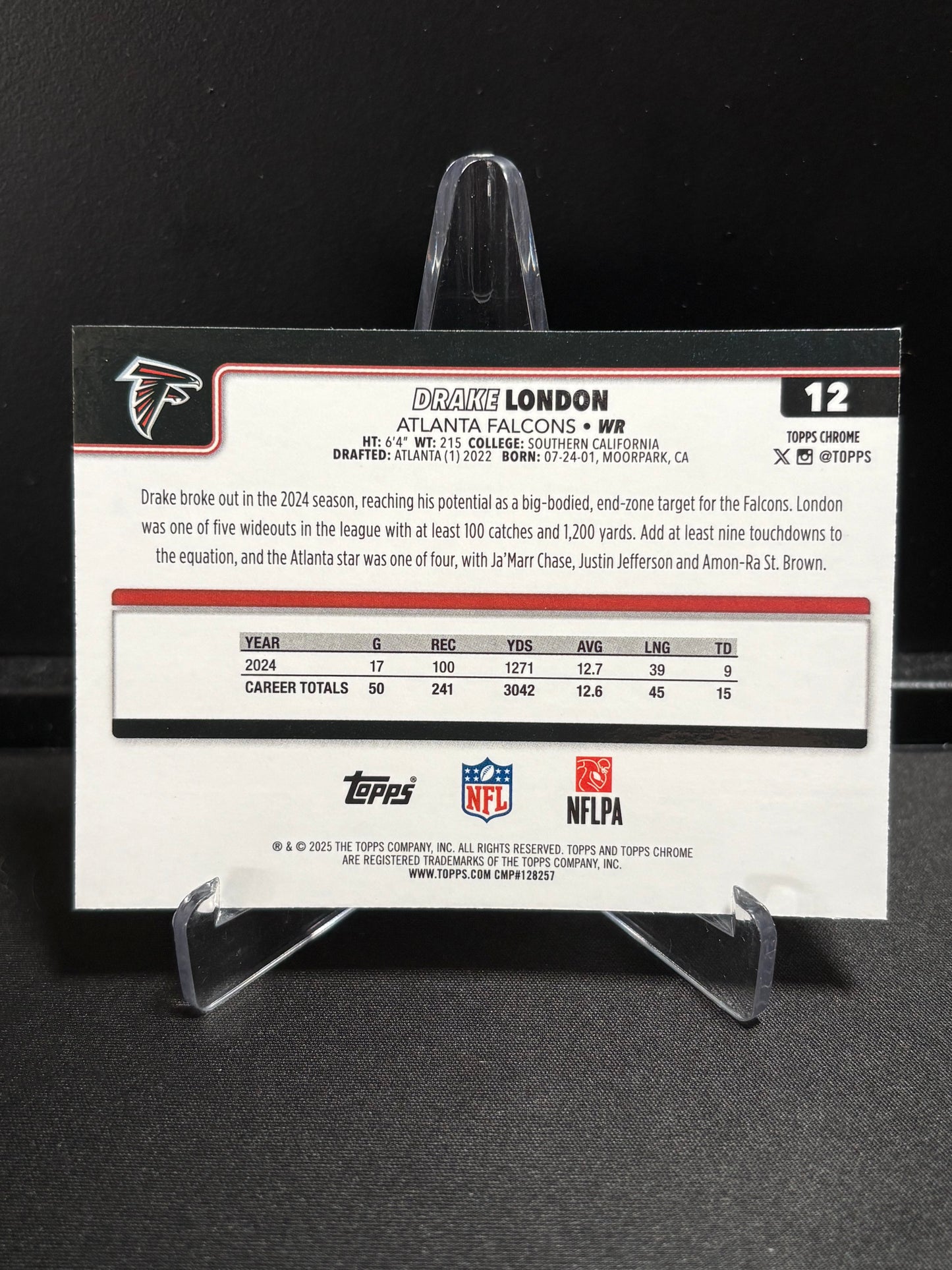 Drake London Topps Chrome 2025 "RayWave" Atlanta Falcons