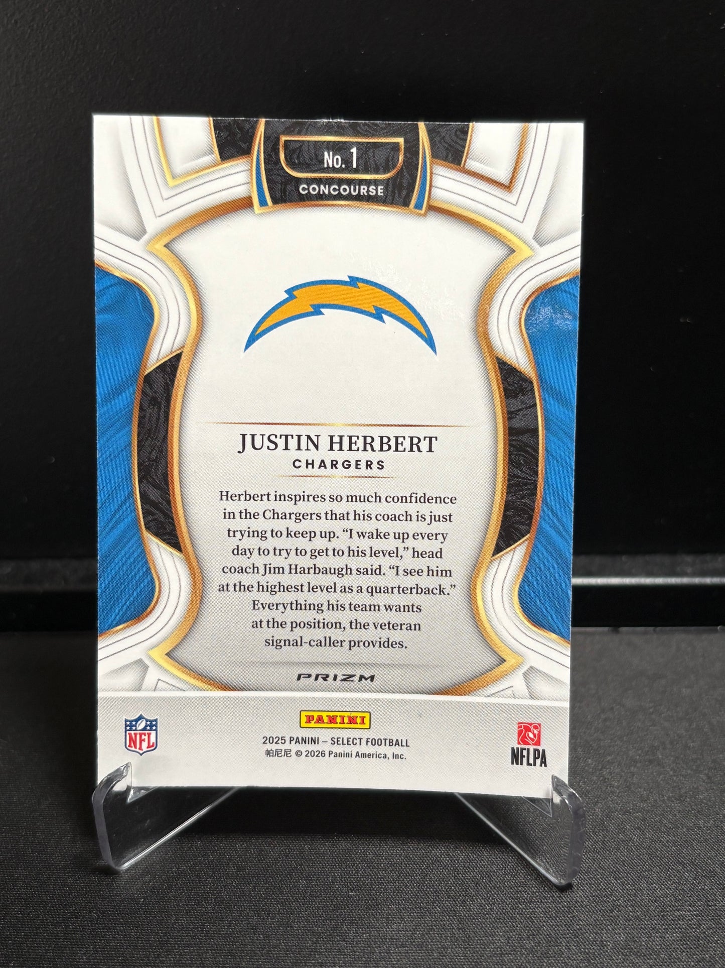 Justin Herbert Panini Select 2025 "Pink Shock" Concourse Los Angeles Chargers