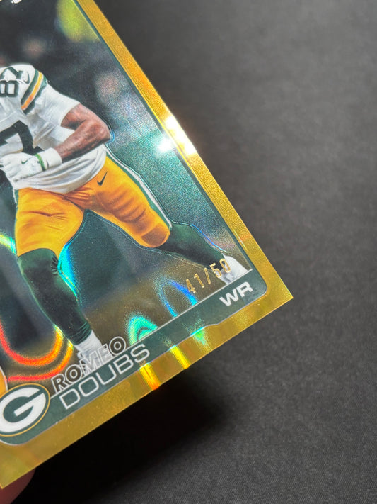 Romeo Doubs Topps Chrome 2025 "Gold Wave /50" Green Bay Packers