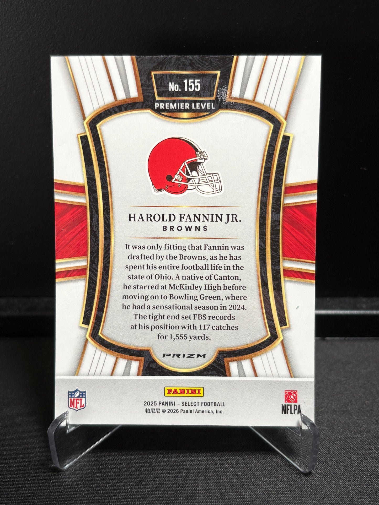 Harold Fannin Jr. RC Panini Select 2025 "Premier Level Prizm" Cleveland Browns