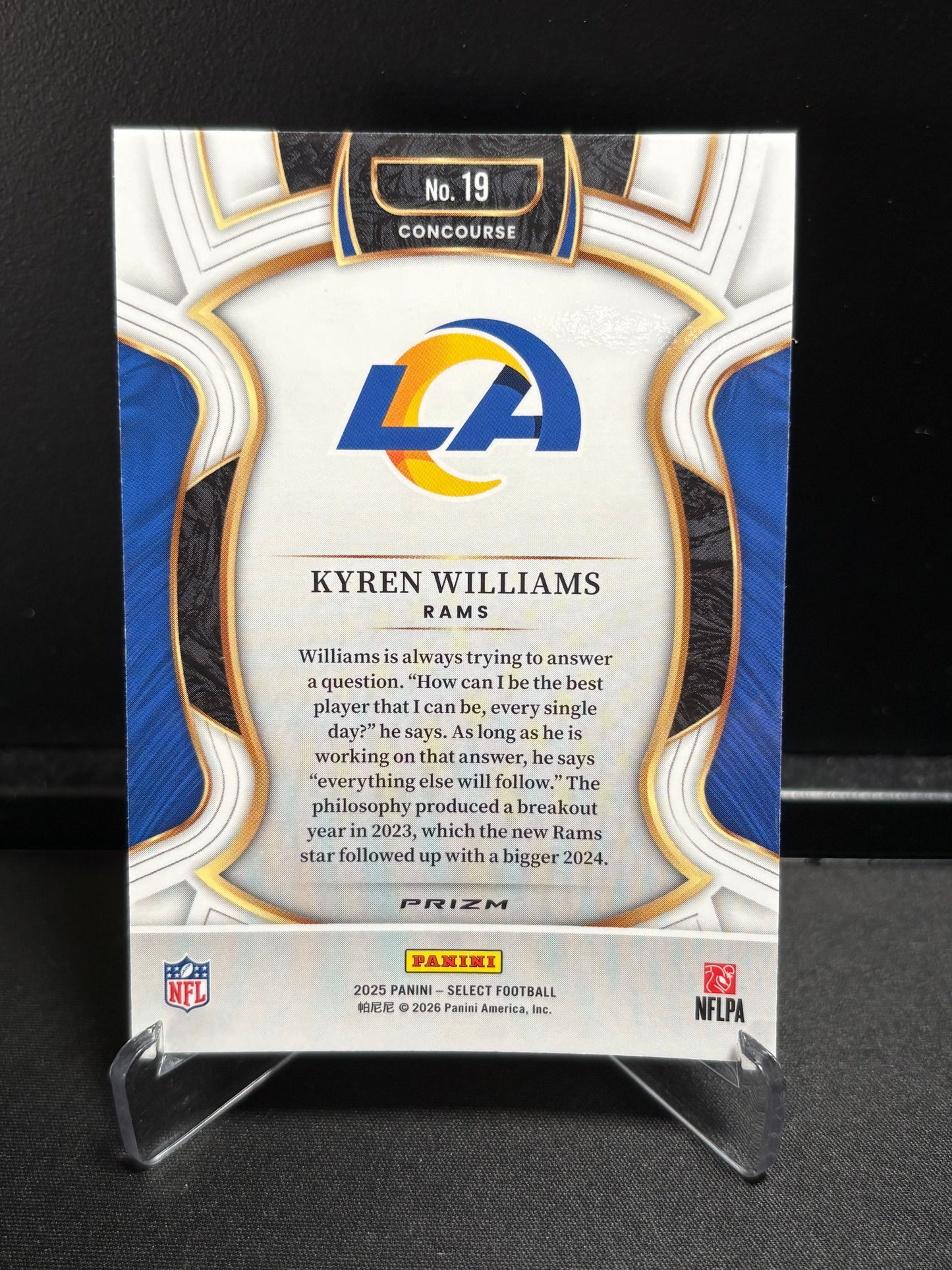 Kyren Williams Panini Select 2025 "Pink Shock" Los Angeles Rams