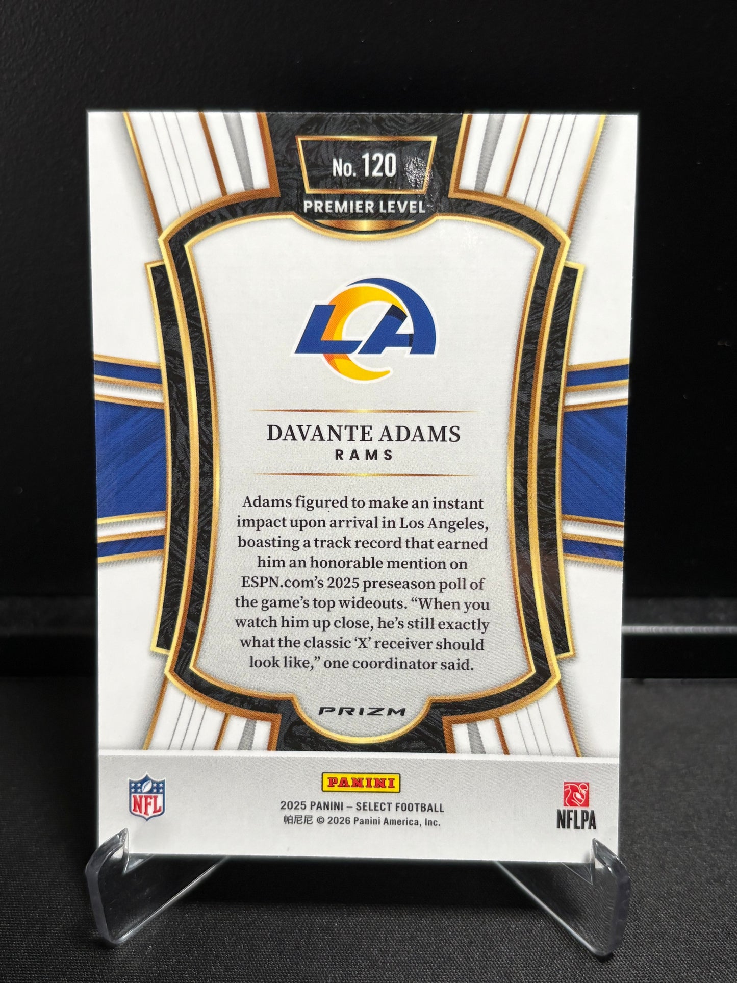 Davante Adams Panini Select 2025 "Pink Shock" Los Angeles Rams
