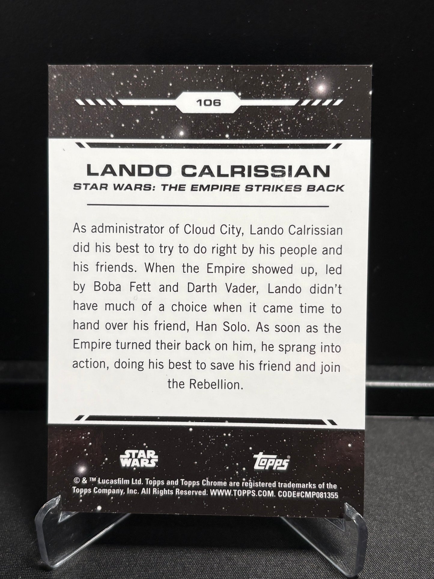 Lando Calrissian Topps Chrome Star Wars "Purple Refractor" /199
