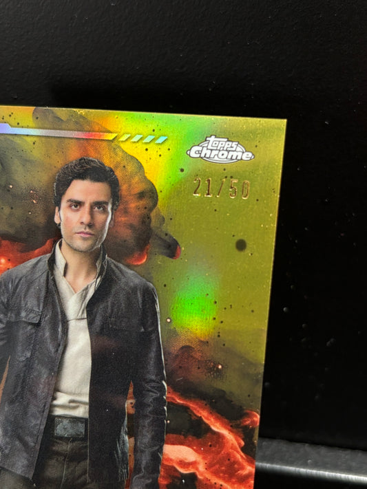 Poe Dameron Topps Chrome Star Wars "Gold Refractor" /50 – Aurebesh Variation – The Last Jedi